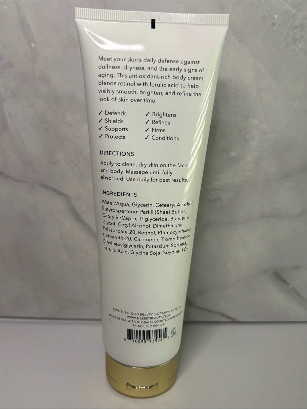 NEW/Sealed NAKERY Beauty SkinReserve Retinol + Ferulic Face & Body Crème 250 mL